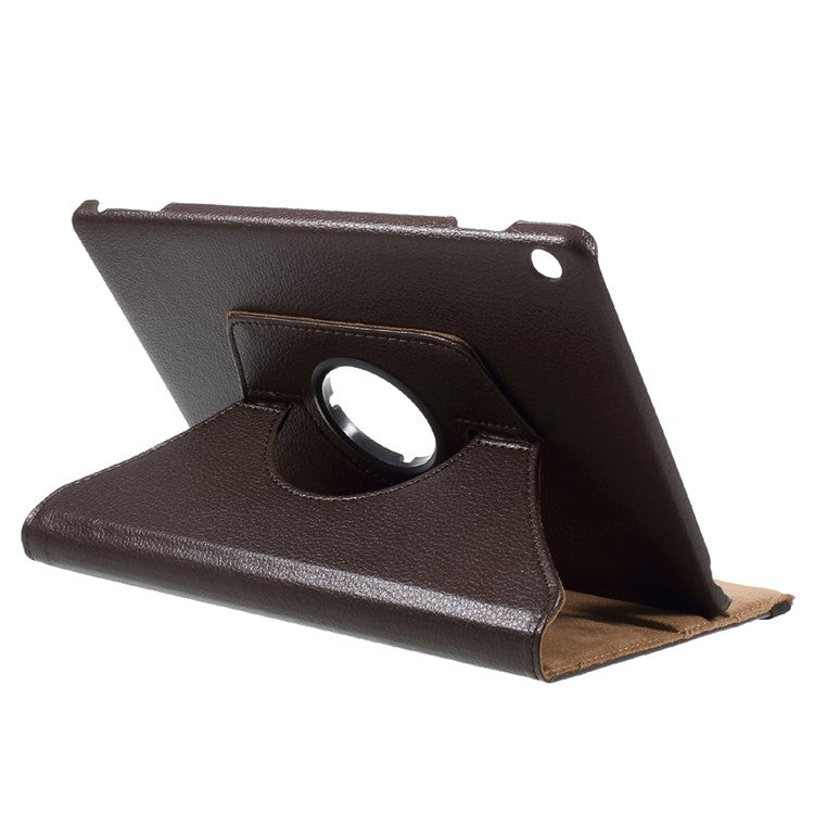 For Huawei MediaPad M3 Lite 10 (10.1 Inch) Leather Rotary Stand Cover Case with Litchi Grain - Brown