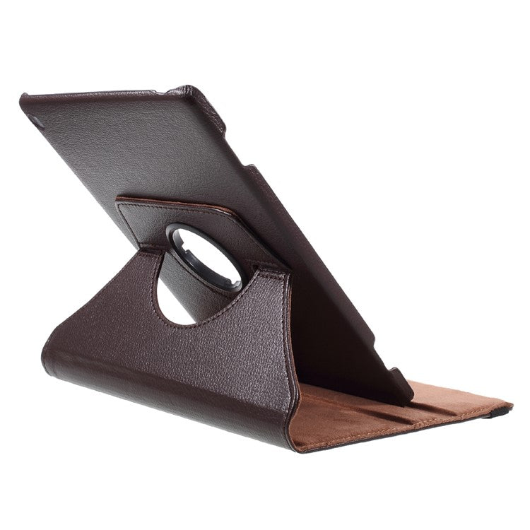 For Huawei MediaPad M3 Lite 10 (10.1 Inch) Leather Rotary Stand Cover Case with Litchi Grain - Brown