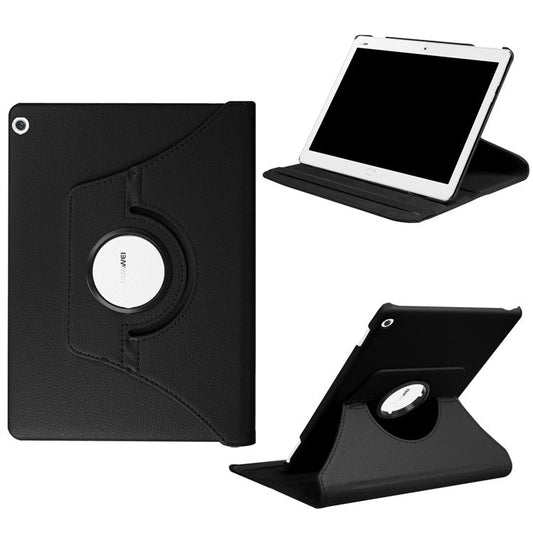 Litchi Grain Smart Leather Stand Tablet Case with Elastic Band for Huawei MediaPad M3 Lite 10 - Black