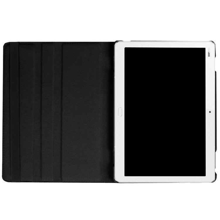 Litchi Grain Smart Leather Stand Tablet Case with Elastic Band for Huawei MediaPad M3 Lite 10 - Black