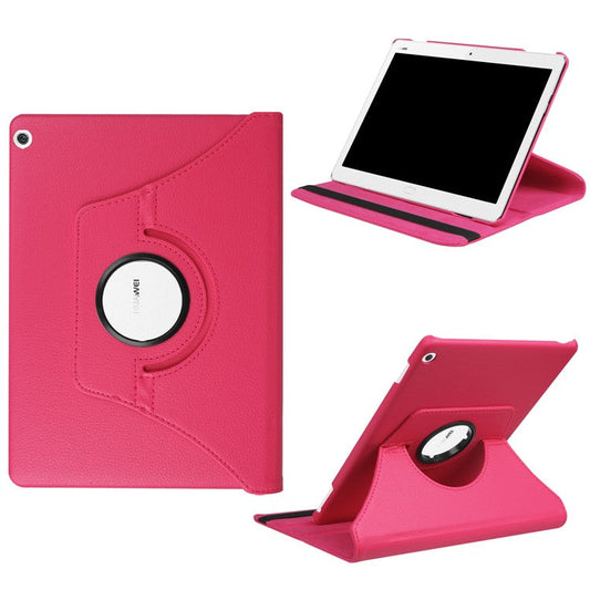 Litchi Texture Smart PU Leather Rotary Stand Flip Case with Elastic Band for Huawei MediaPad M3 Lite 10 - Rose