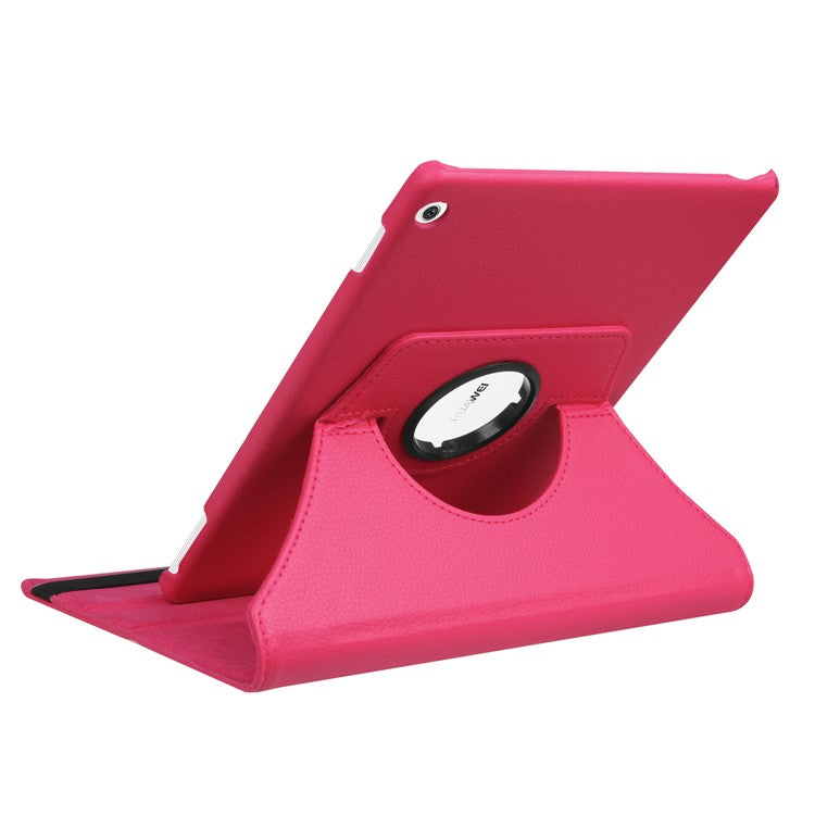 Litchi Texture Smart PU Leather Rotary Stand Flip Case with Elastic Band for Huawei MediaPad M3 Lite 10 - Rose