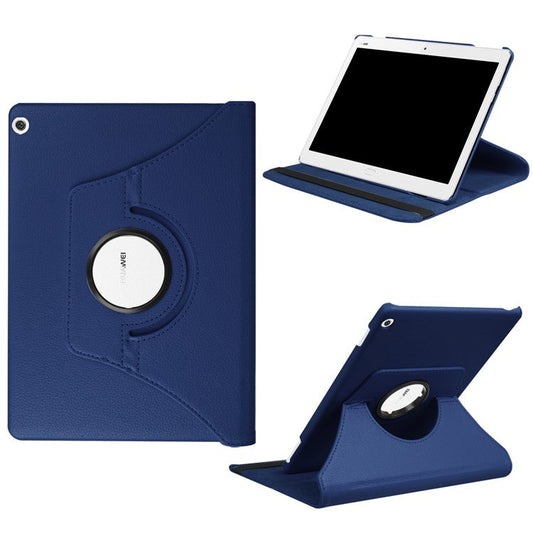 For Huawei MediaPad M3 Lite 10 Litchi Smart PU Leather Rotary Stand Protective Cover with Elastic Band - Dark Blue