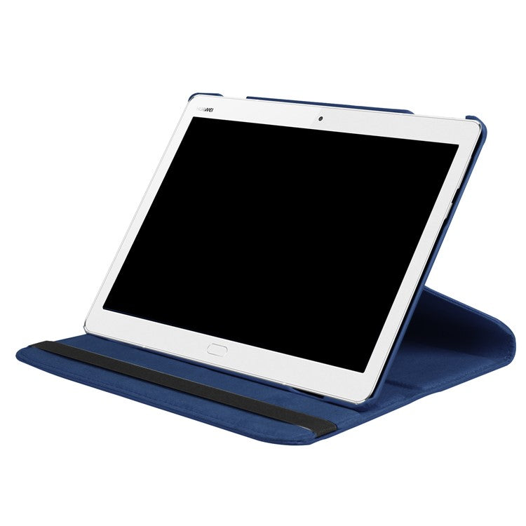 For Huawei MediaPad M3 Lite 10 Litchi Smart PU Leather Rotary Stand Protective Cover with Elastic Band - Dark Blue