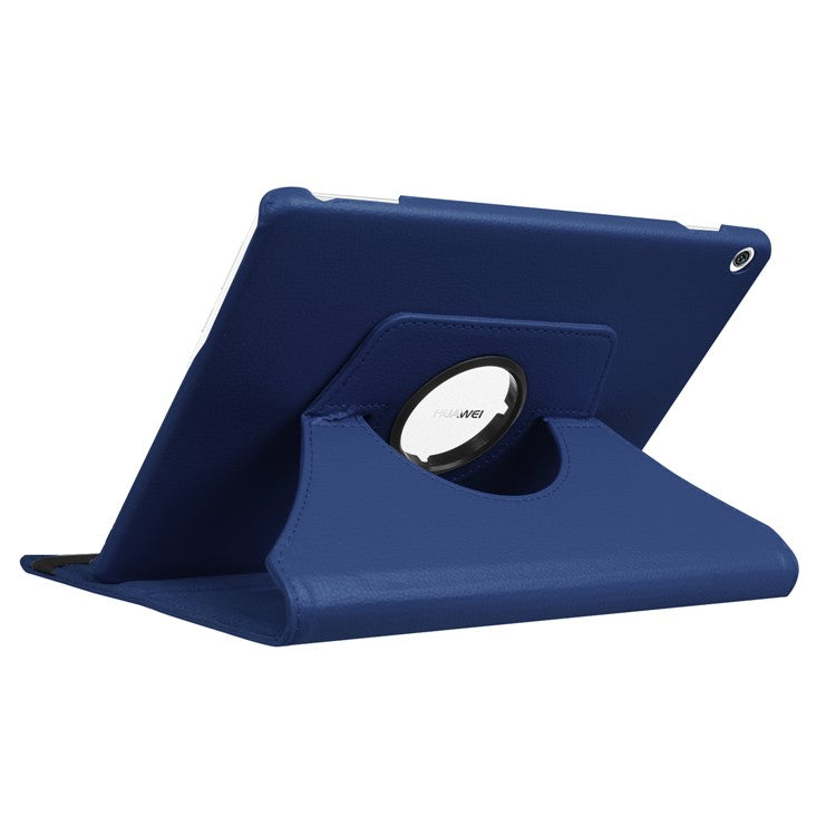 For Huawei MediaPad M3 Lite 10 Litchi Smart PU Leather Rotary Stand Protective Cover with Elastic Band - Dark Blue