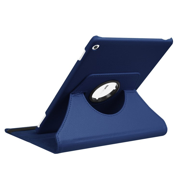 For Huawei MediaPad M3 Lite 10 Litchi Smart PU Leather Rotary Stand Protective Cover with Elastic Band - Dark Blue