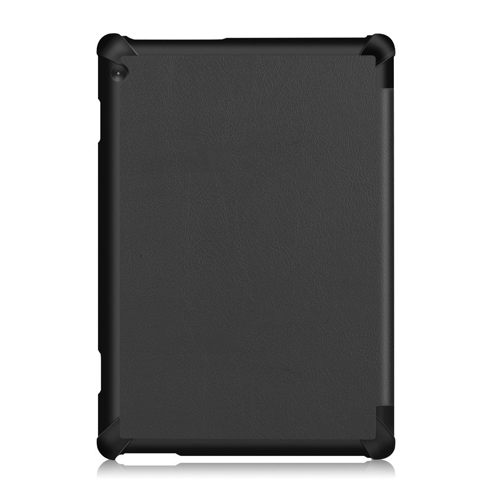 Tri-fold Stand Leather Case Narrow Bezel Design Dual-Angle Supporting Tablet Cover for Lenovo Tab M10 TB-X605F/TB-X505F - Black