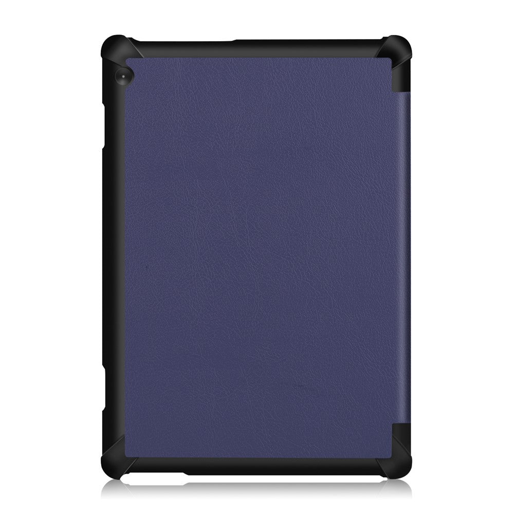 Tri-fold Stand Leather Case Narrow Bezel Design Dual-Angle Supporting Tablet Cover for Lenovo Tab M10 TB-X605F/TB-X505F - Dark Blue