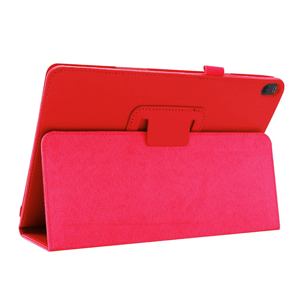 Anti-scratch Shockproof Litchi Texture Leather Stand Protective Phone Case Cover for Lenovo Tab M10 TB-X605F - Red