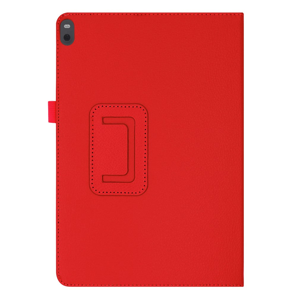 Anti-scratch Shockproof Litchi Texture Leather Stand Protective Phone Case Cover for Lenovo Tab M10 TB-X605F - Red