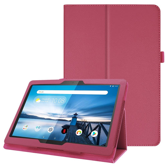 Anti-scratch Shockproof Litchi Texture Leather Stand Protective Phone Case Cover for Lenovo Tab M10 TB-X605F - Rose