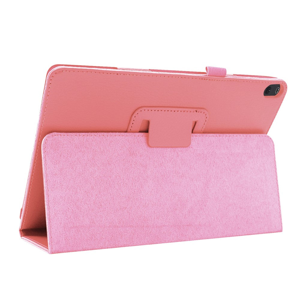 Anti-scratch Shockproof Litchi Texture Leather Stand Protective Phone Case Cover for Lenovo Tab M10 TB-X605F - Pink