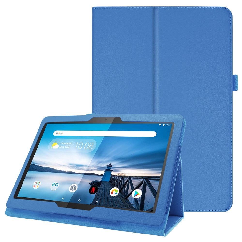 Anti-scratch Shockproof Litchi Texture Leather Stand Protective Phone Case Cover for Lenovo Tab M10 TB-X605F - Baby Blue