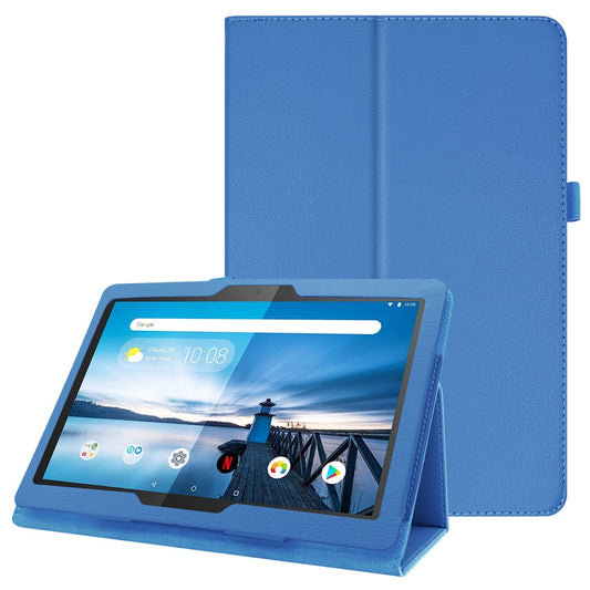 Anti-scratch Shockproof Litchi Texture Leather Stand Protective Phone Case Cover for Lenovo Tab M10 TB-X605F - Baby Blue
