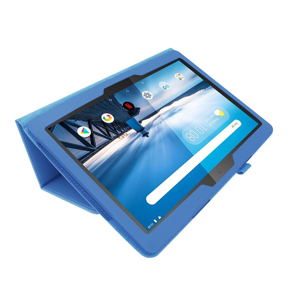 Anti-scratch Shockproof Litchi Texture Leather Stand Protective Phone Case Cover for Lenovo Tab M10 TB-X605F - Baby Blue