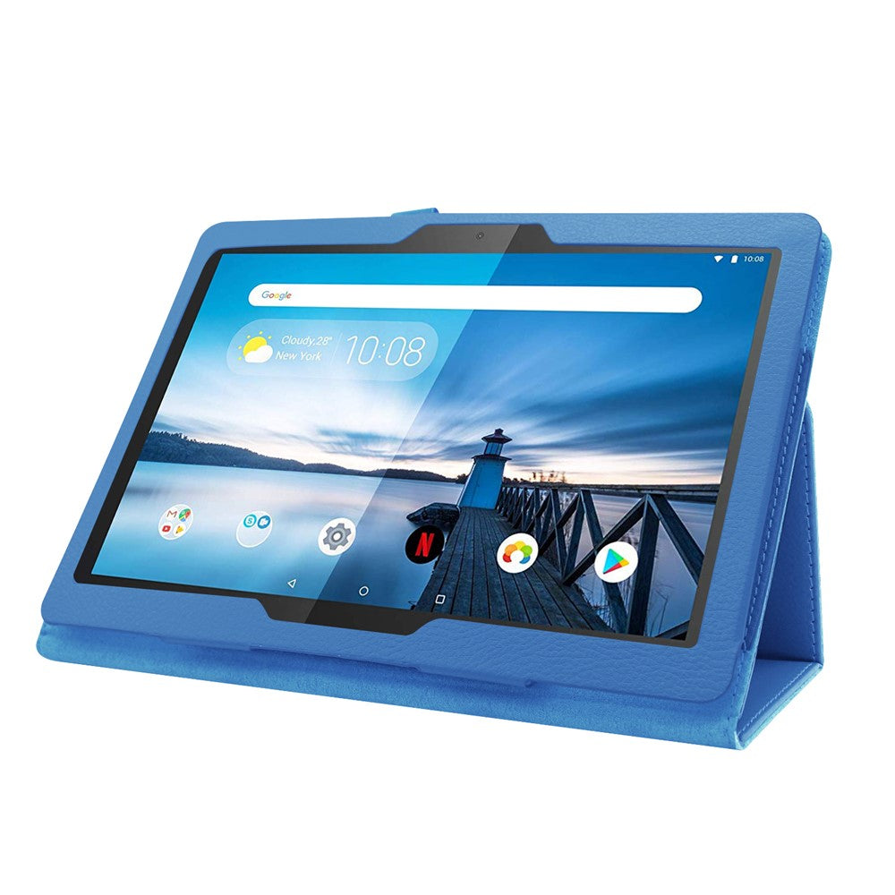 Anti-scratch Shockproof Litchi Texture Leather Stand Protective Phone Case Cover for Lenovo Tab M10 TB-X605F - Baby Blue