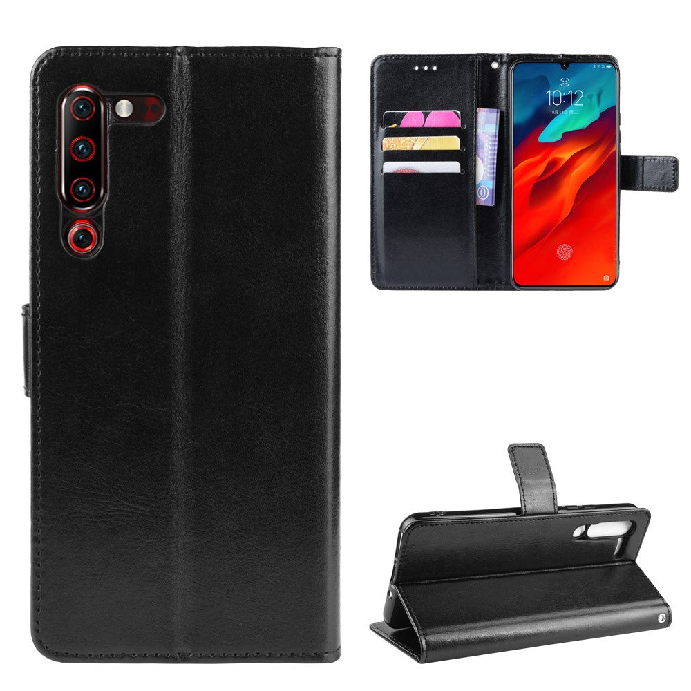 Leather Stand Wallet Phone Case for Lenovo Z6 Pro - Black