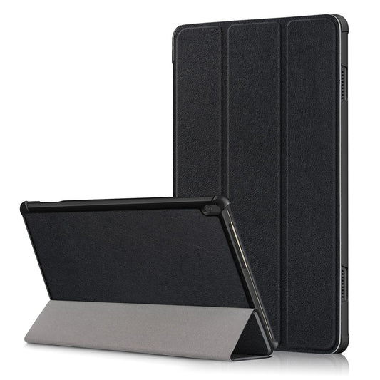 Tri-Fold Stand Leather Smart Auto Wake-Up/Sleep Case for Lenovo Tab M10 TB-X605F/TB-X505 - Black