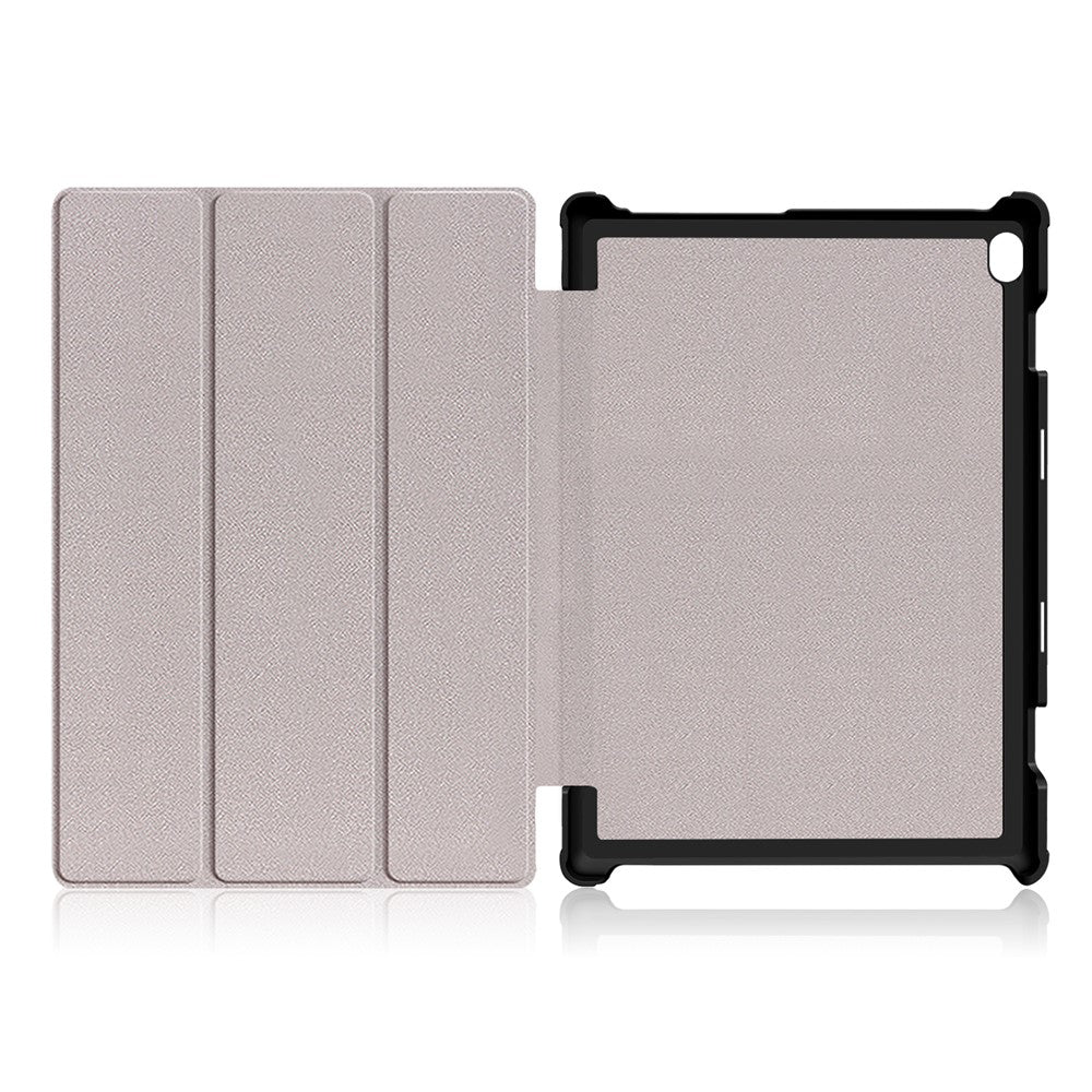 Tri-Fold Stand Leather Smart Auto Wake-Up/Sleep Case for Lenovo Tab M10 TB-X605F/TB-X505 - Black