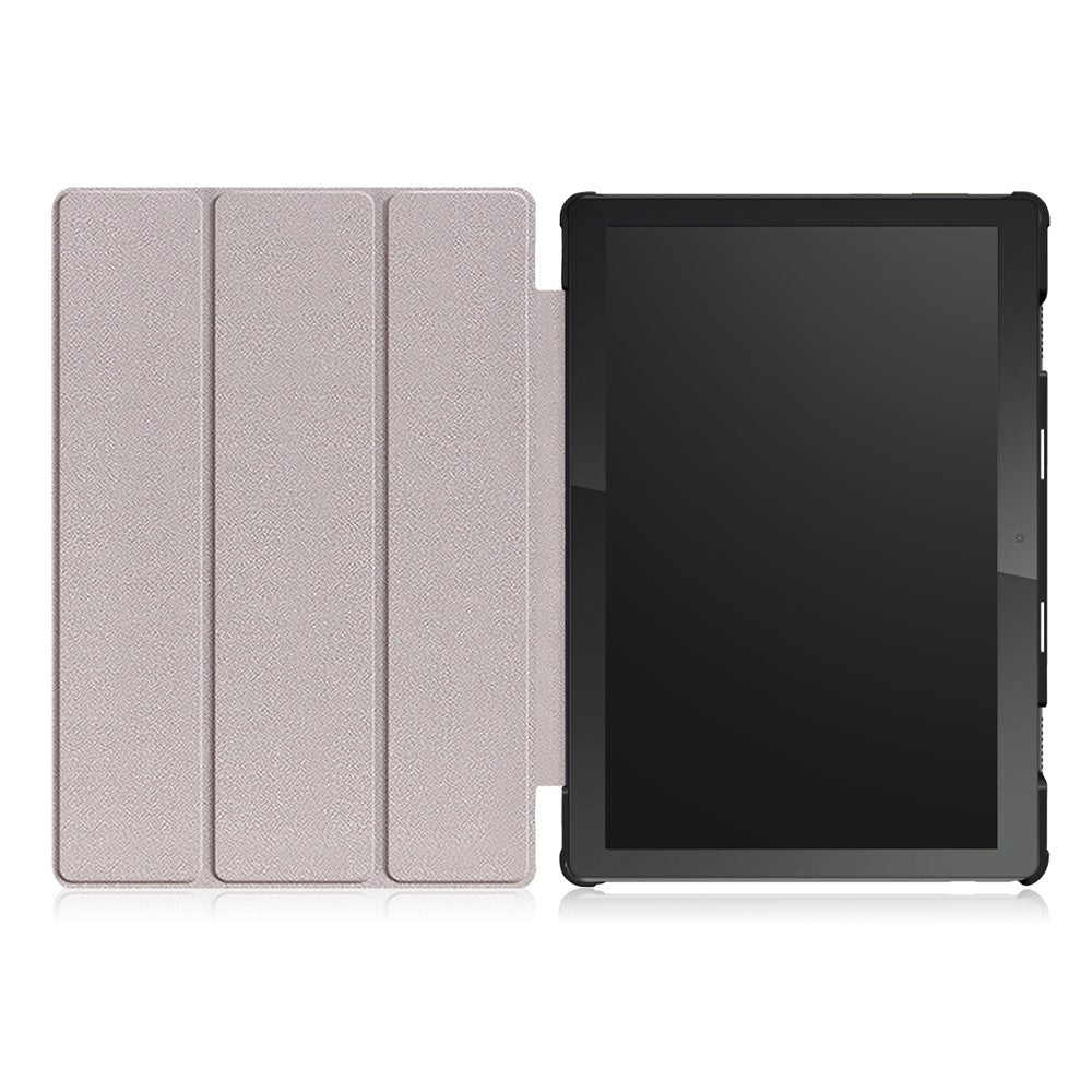 Tri-Fold Stand Leather Smart Auto Wake-Up/Sleep Case for Lenovo Tab M10 TB-X605F/TB-X505 - Black