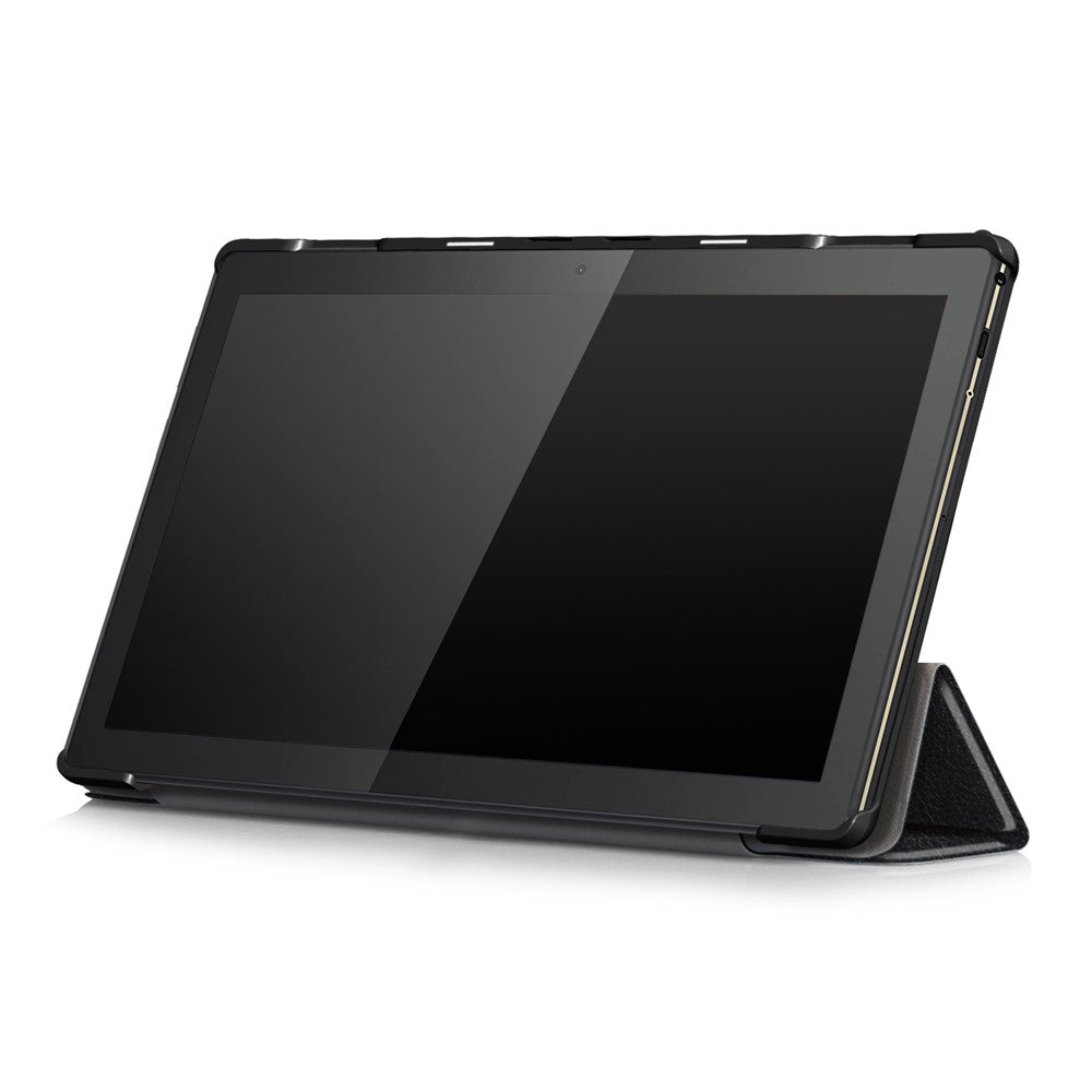 Tri-Fold Stand Leather Smart Auto Wake-Up/Sleep Case for Lenovo Tab M10 TB-X605F/TB-X505 - Black