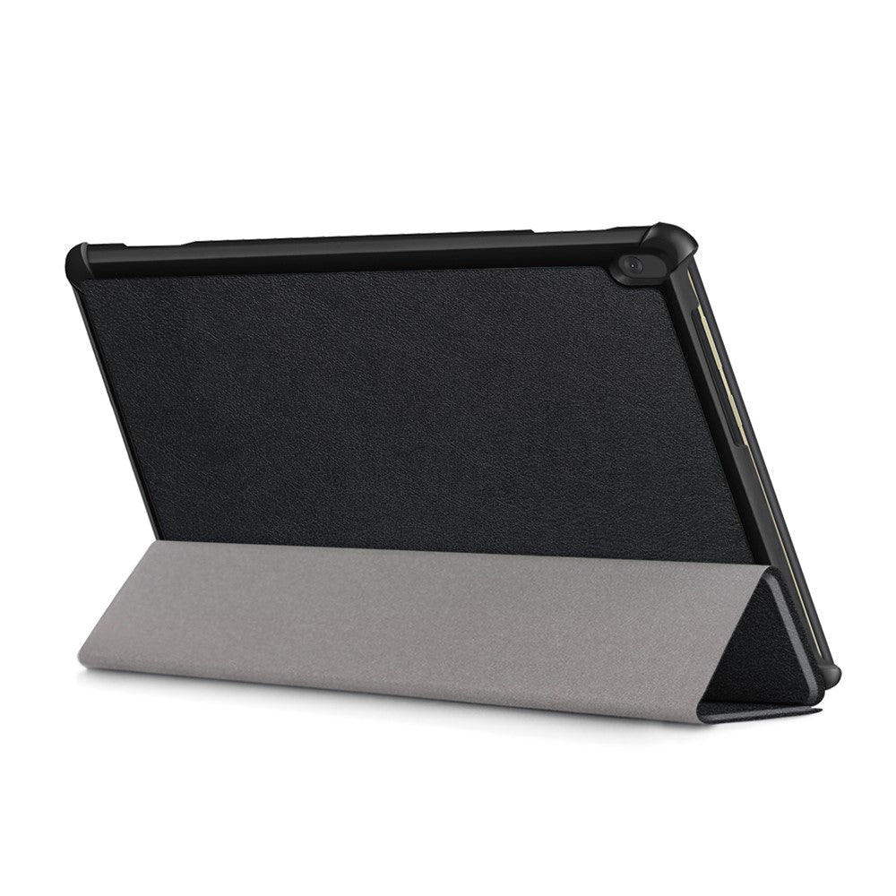 Tri-Fold Stand Leather Smart Auto Wake-Up/Sleep Case for Lenovo Tab M10 TB-X605F/TB-X505 - Black