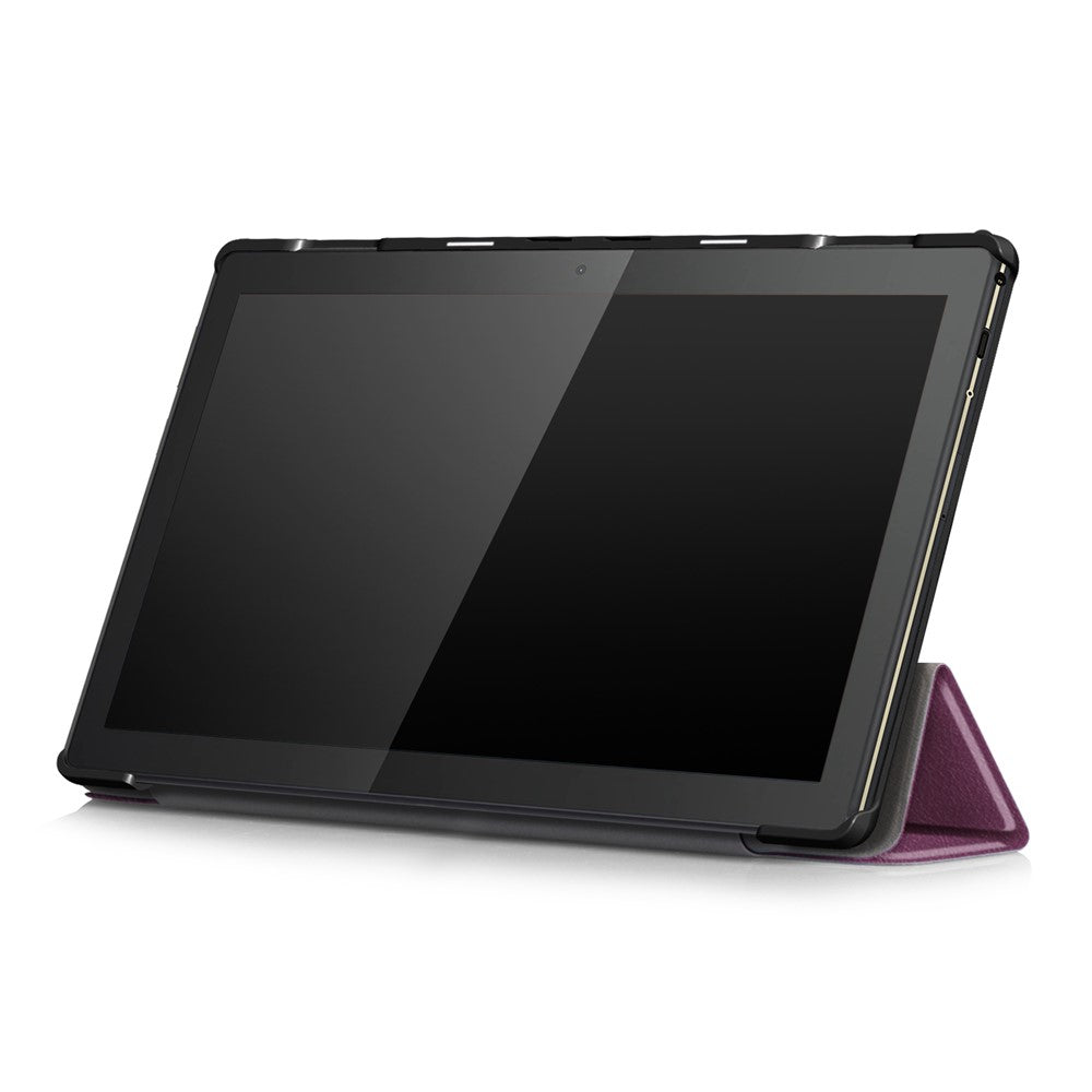 Tri-Fold Stand Leather Smart Auto Wake-Up/Sleep Case for Lenovo Tab M10 TB-X605F/TB-X505 - Purple