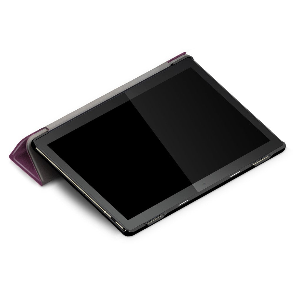 Tri-Fold Stand Leather Smart Auto Wake-Up/Sleep Case for Lenovo Tab M10 TB-X605F/TB-X505 - Purple