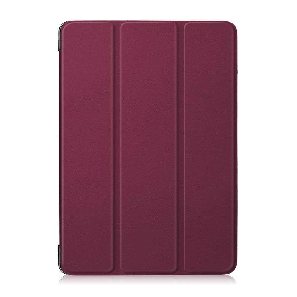 Tri-Fold Stand Leather Smart Auto Wake-Up/Sleep Case for Lenovo Tab M10 TB-X605F/TB-X505 - Wine Red