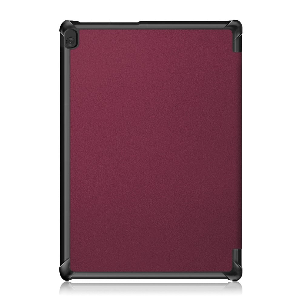 Tri-Fold Stand Leather Smart Auto Wake-Up/Sleep Case for Lenovo Tab M10 TB-X605F/TB-X505 - Wine Red