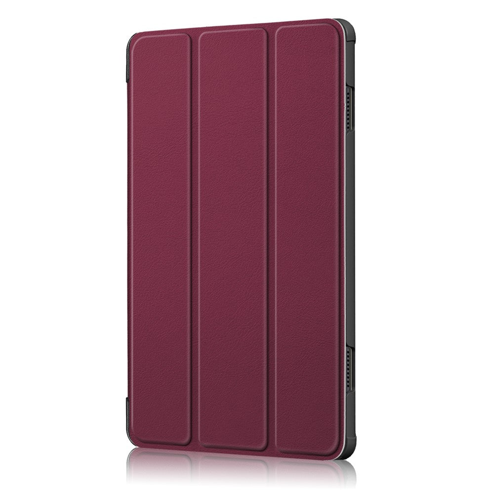Tri-Fold Stand Leather Smart Auto Wake-Up/Sleep Case for Lenovo Tab M10 TB-X605F/TB-X505 - Wine Red