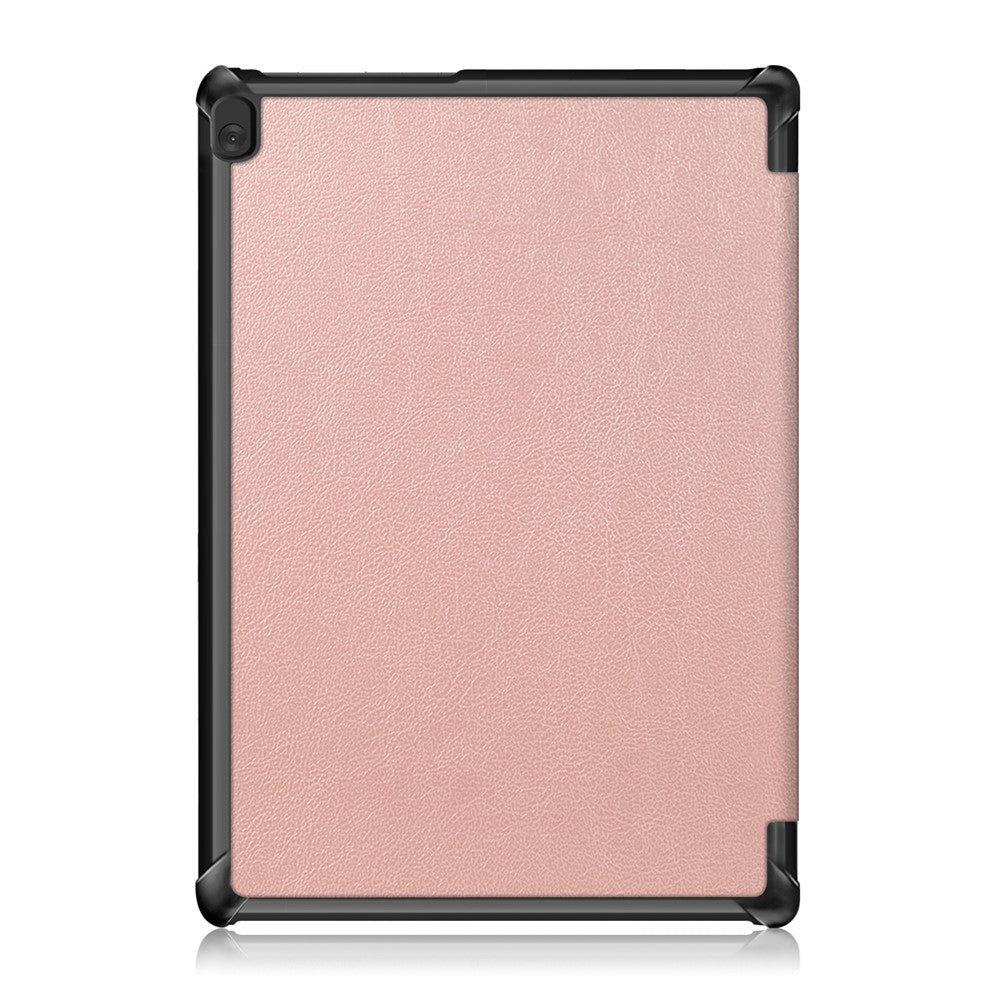 Tri-Fold Stand Leather Smart Auto Wake-Up/Sleep Case for Lenovo Tab M10 TB-X605F/TB-X505 - Rose Gold