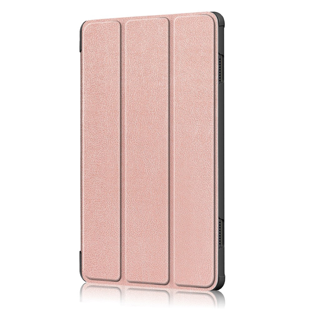 Tri-Fold Stand Leather Smart Auto Wake-Up/Sleep Case for Lenovo Tab M10 TB-X605F/TB-X505 - Rose Gold