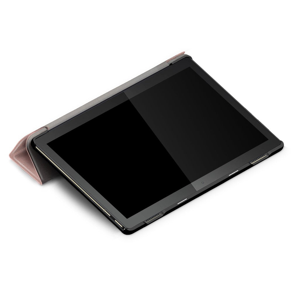 Tri-Fold Stand Leather Smart Auto Wake-Up/Sleep Case for Lenovo Tab M10 TB-X605F/TB-X505 - Rose Gold