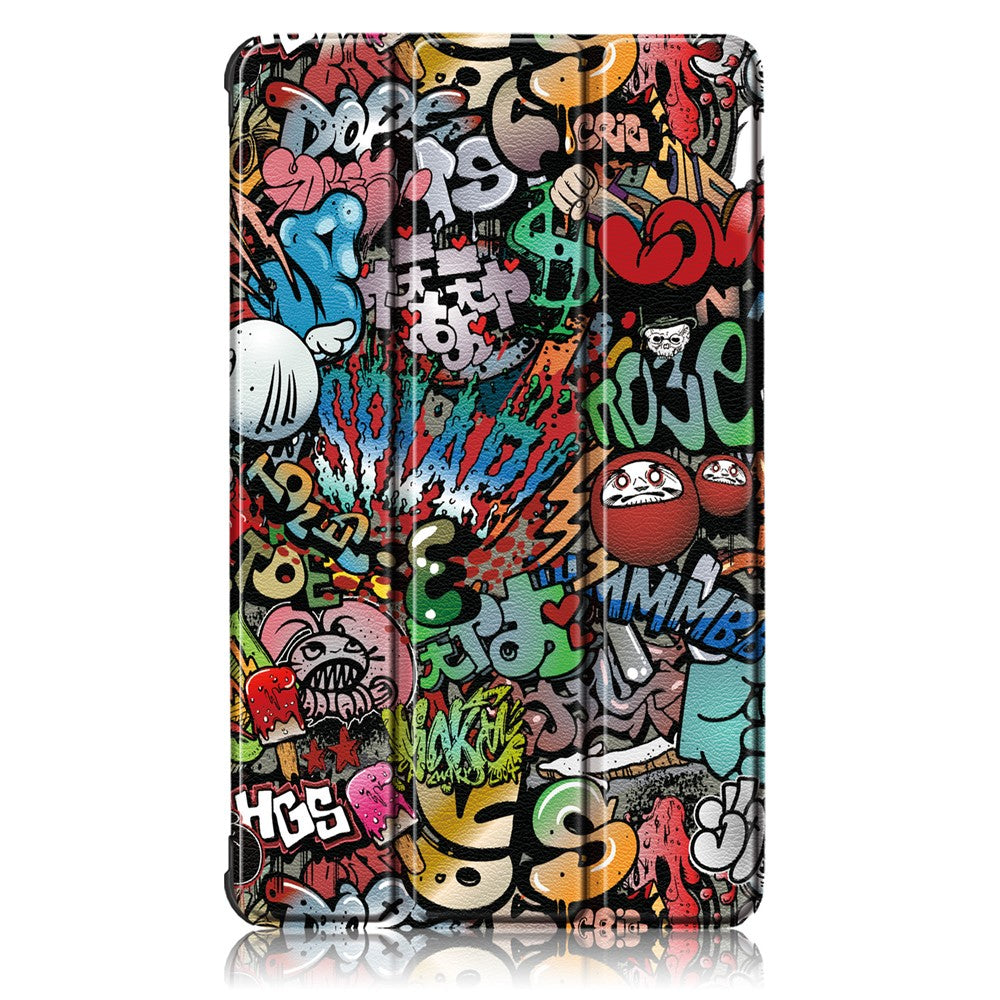 Patterned Tri-fold Stand Leather Smart Protective Tablet Case for  Lenovo Tab M7 (2nd Gen) TB-7305F / (3rd Gen) - Cartoon Pattern
