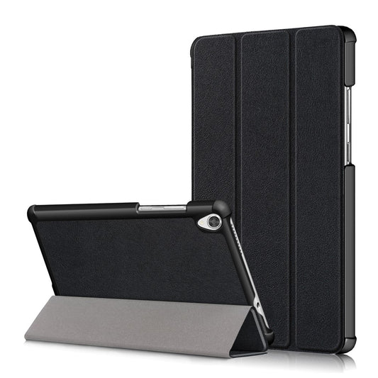 Litch Skin PU Leather Tri-fold Stand Tablet Case for Lenovo Tab M8 TB-8505 - Black