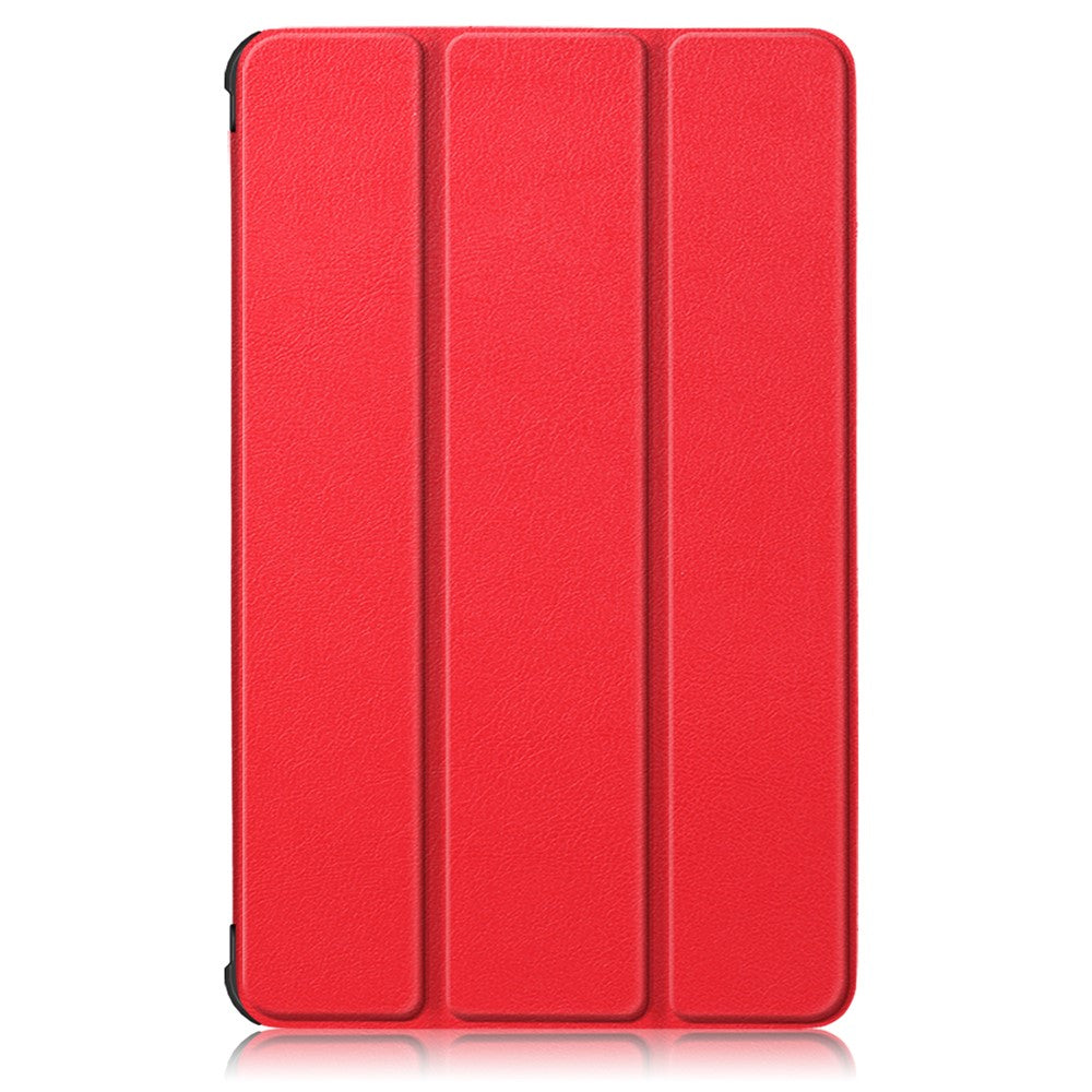 Litch Skin PU Leather Tri-fold Stand Tablet Case for Lenovo Tab M8 TB-8505 - Red