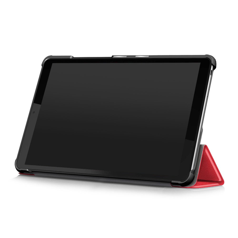 Litch Skin PU Leather Tri-fold Stand Tablet Case for Lenovo Tab M8 TB-8505 - Red