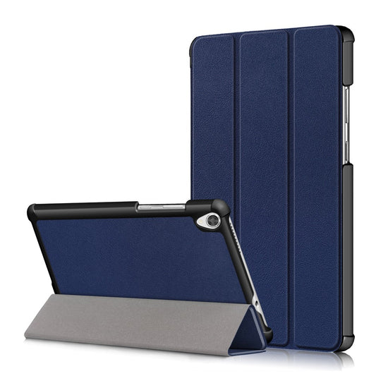 Litch Skin PU Leather Tri-fold Stand Tablet Case for Lenovo Tab M8 TB-8505 - Blue