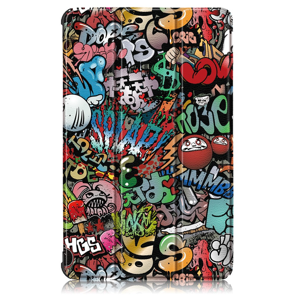 Pattern Printing Tri-fold Stand Leather Case for Lenovo Tab M8 TB-8505 - Cartoon Graffiti