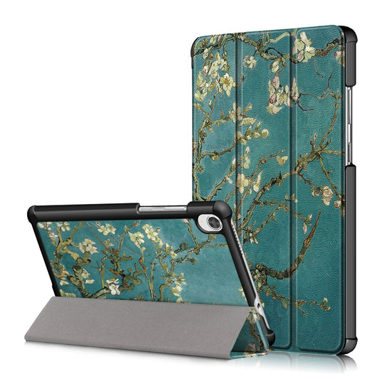 Pattern Printing Tri-fold Stand Leather Case for Lenovo Tab M8 TB-8505 - Peach Blossom