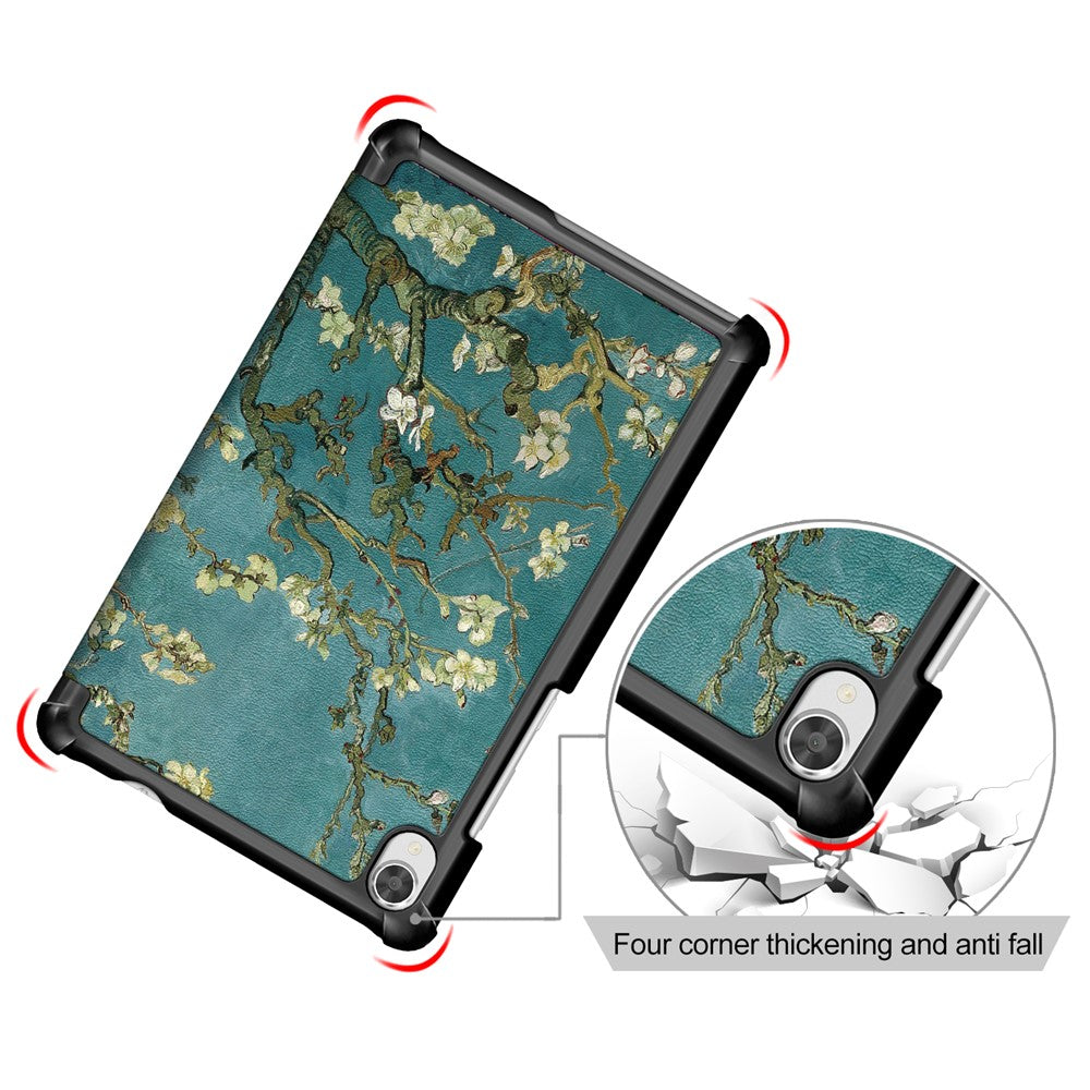 Pattern Printing Tri-fold Stand Leather Case for Lenovo Tab M8 TB-8505 - Peach Blossom