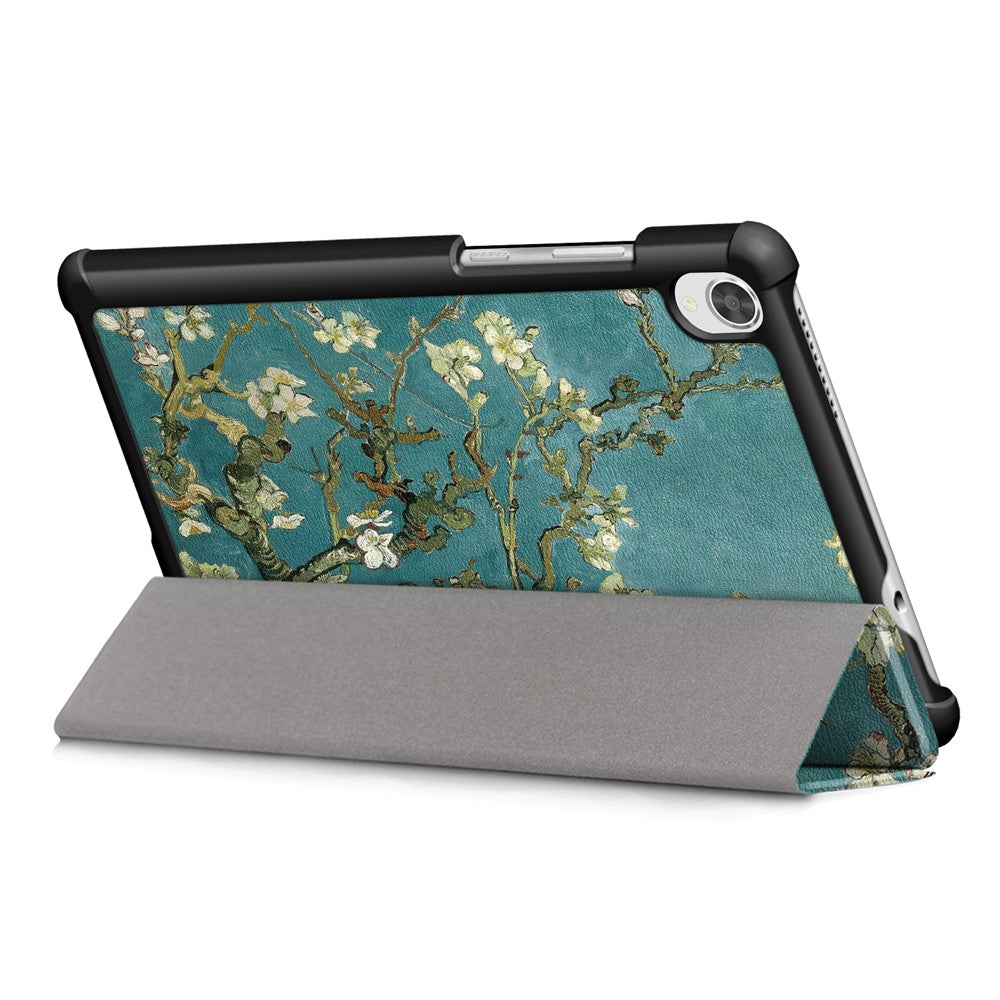 Pattern Printing Tri-fold Stand Leather Case for Lenovo Tab M8 TB-8505 - Peach Blossom