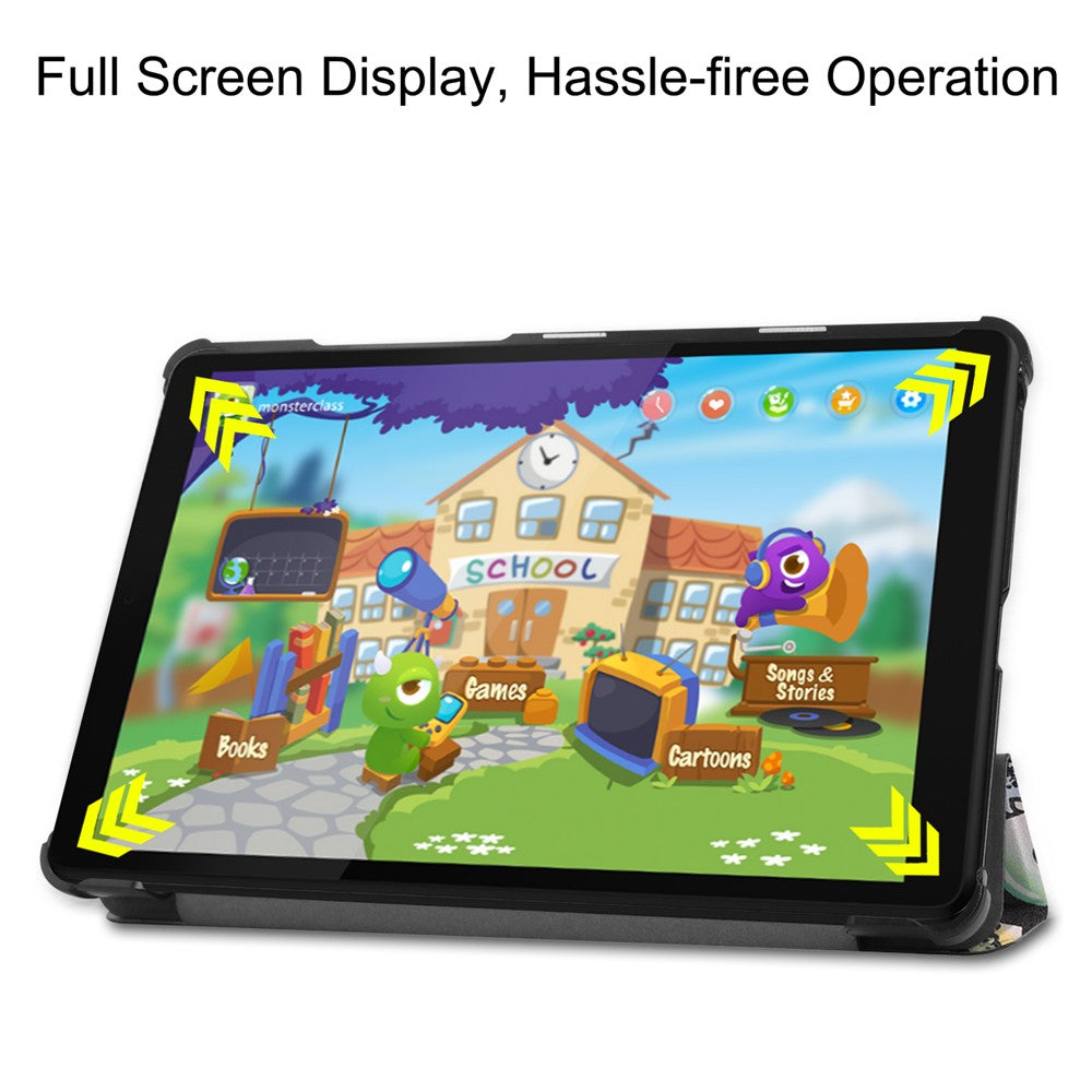 Tri-fold Stand Leather Tablet Case for Lenovo Tab M8 TB-8505X, Smart Pattern Printing Cover with Auto Wake/Sleep - Graffiti