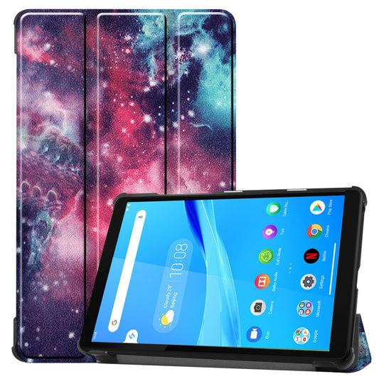 Tri-fold Stand Leather Tablet Case for Lenovo Tab M8 TB-8505X, Smart Pattern Printing Cover with Auto Wake/Sleep - Nebula