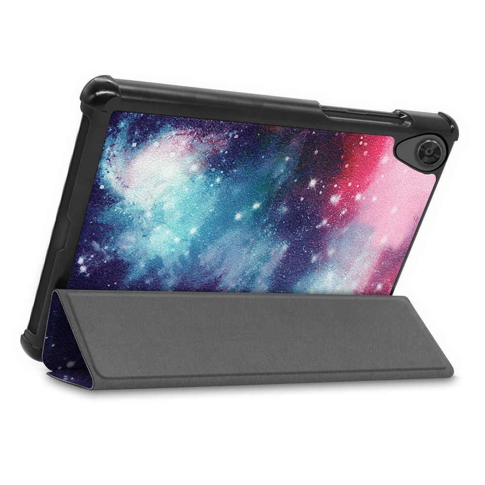Tri-fold Stand Leather Tablet Case for Lenovo Tab M8 TB-8505X, Smart Pattern Printing Cover with Auto Wake/Sleep - Nebula