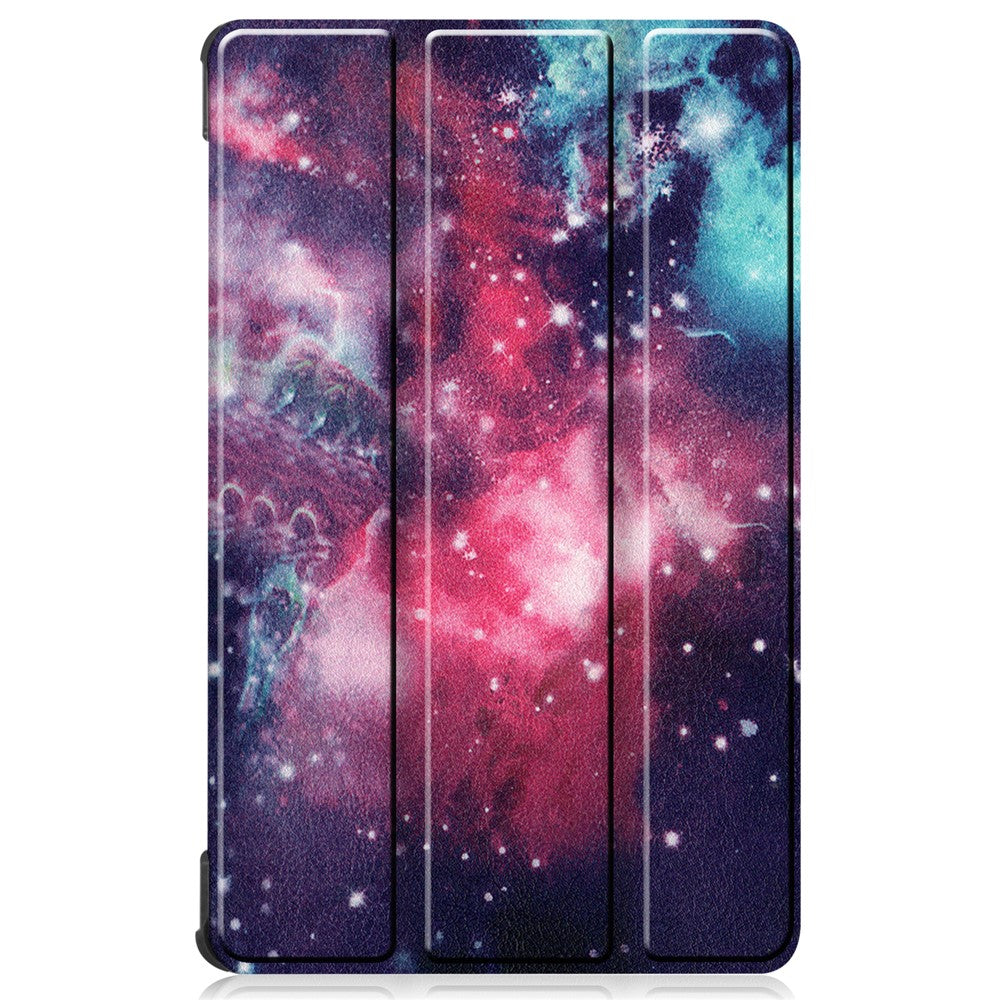 Tri-fold Stand Leather Tablet Case for Lenovo Tab M8 TB-8505X, Smart Pattern Printing Cover with Auto Wake/Sleep - Nebula