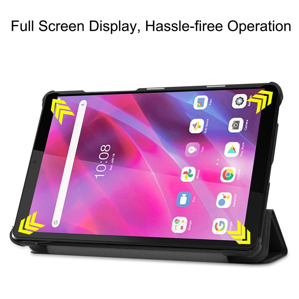 Stable Tri-fold Stand Stand Leather Tablet Covering Protection Case for Lenovo Tab M8 TB-8505X - Black