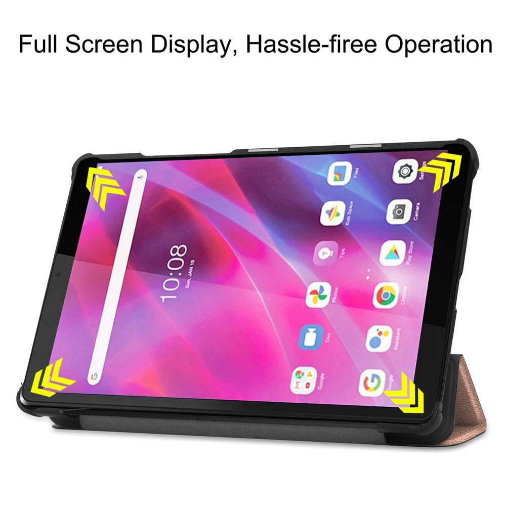Stable Tri-fold Stand Stand Leather Tablet Covering Protection Case for Lenovo Tab M8 TB-8505X - Rose Gold