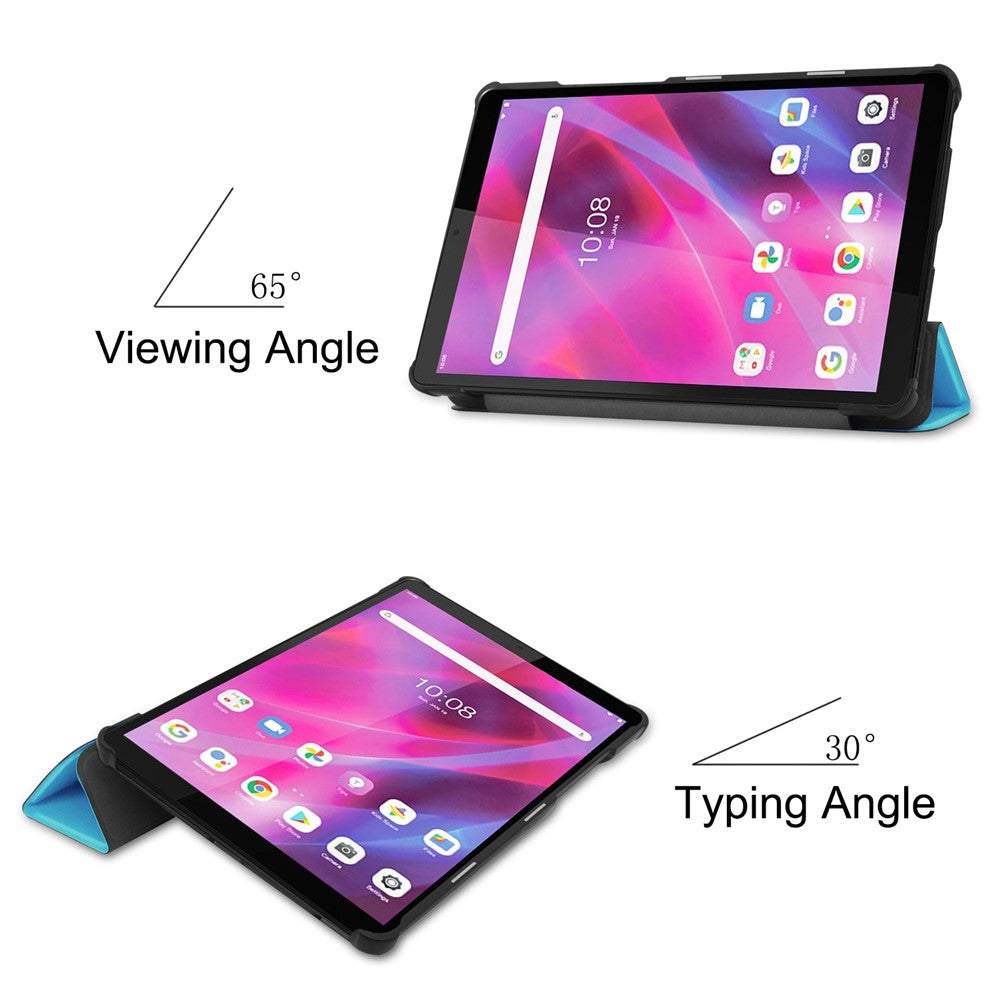 Stable Tri-fold Stand Stand Leather Tablet Covering Protection Case for Lenovo Tab M8 TB-8505X - Baby Blue